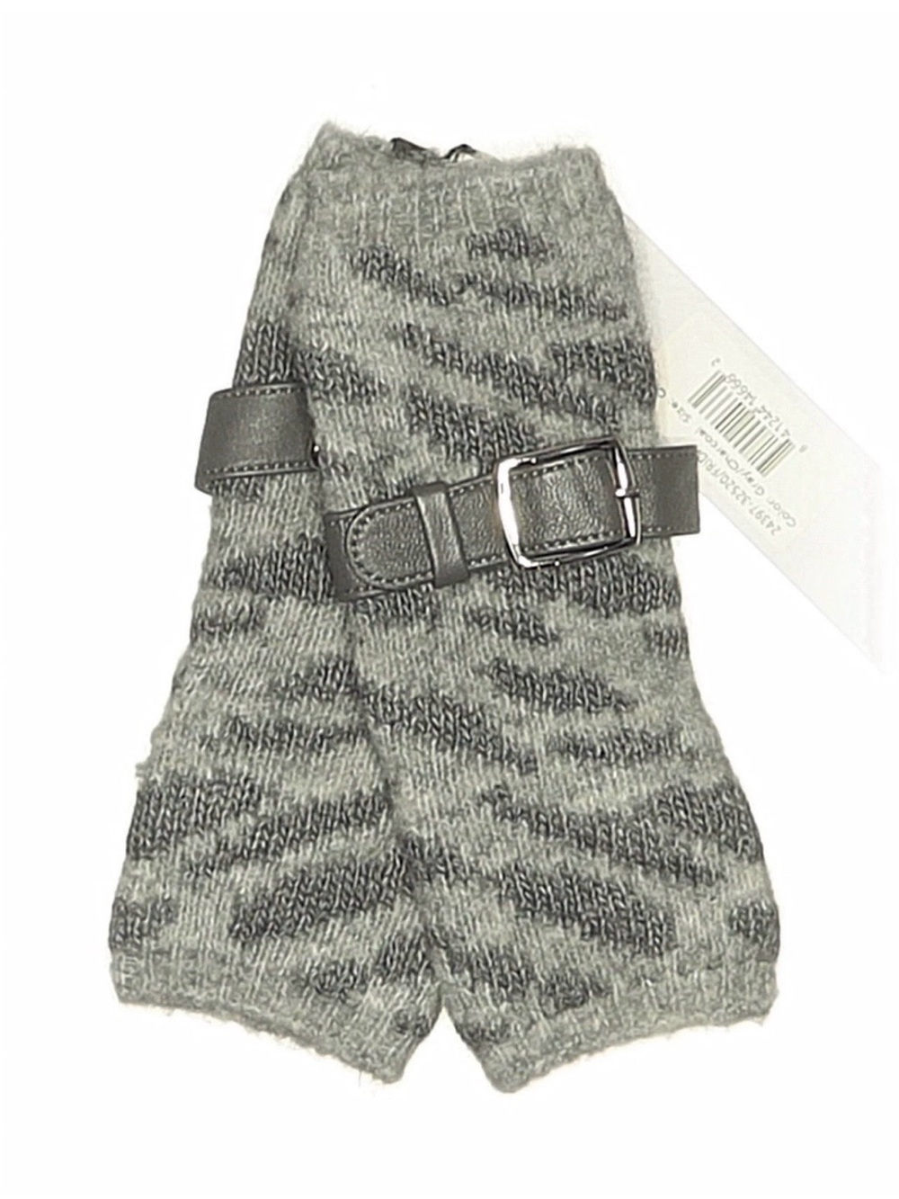 Eugenia Kim Gray Patterned Knit Fingerless Gloves with Buckle